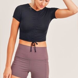 MONOB Black Crop Top Small Gym Workout Running